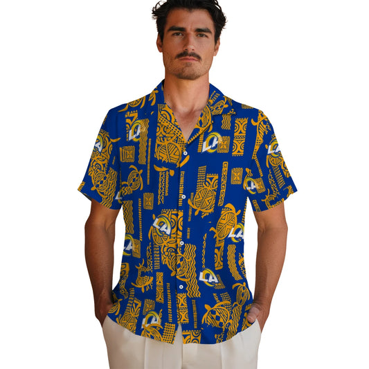 Los Angeles Rams Hawaiian Shirt - Turtle Lines | Moonbestprint