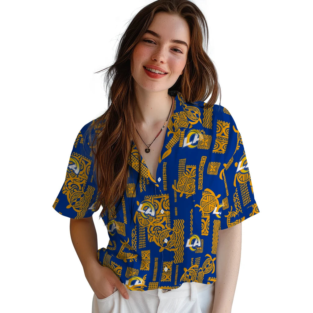 Los Angeles Rams Hawaiian Shirt - Turtle Lines | Moonbestprint