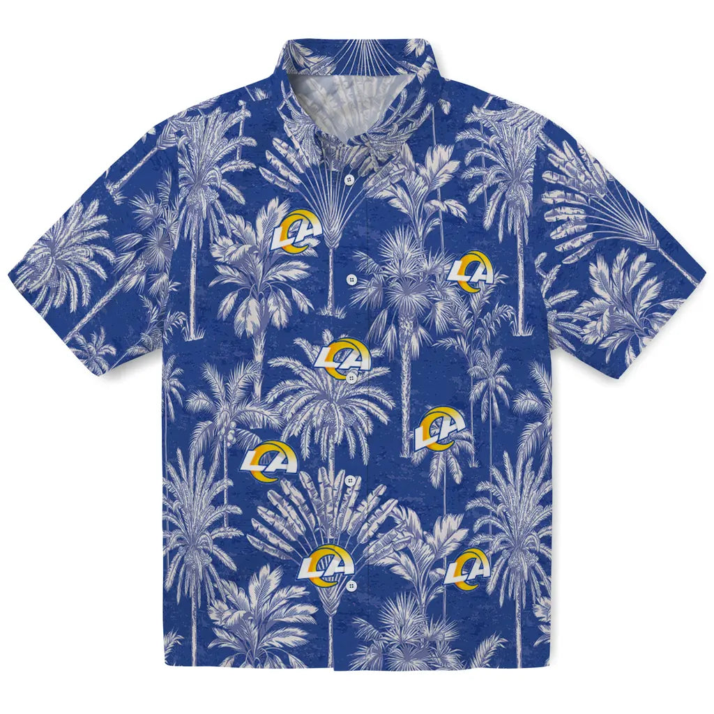 Los Angeles Rams Hawaiian Shirt - Vintage Palm Tree | Moonbestprint