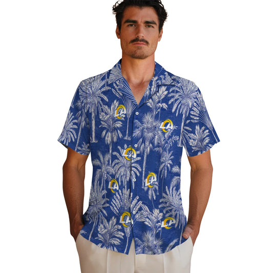 Los Angeles Rams Hawaiian Shirt - Vintage Palm Tree | Moonbestprint