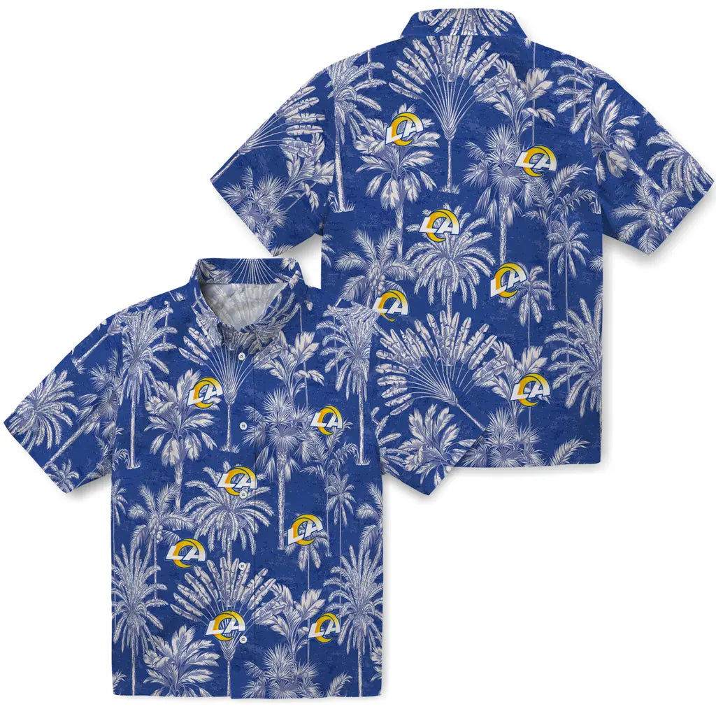 Los Angeles Rams Hawaiian Shirt - Vintage Palm Tree | Moonbestprint