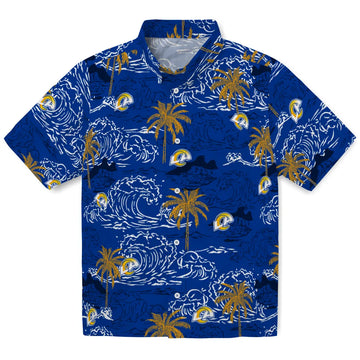 Los Angeles Rams Hawaiian Shirt - Wave Palm | Moonbestprint