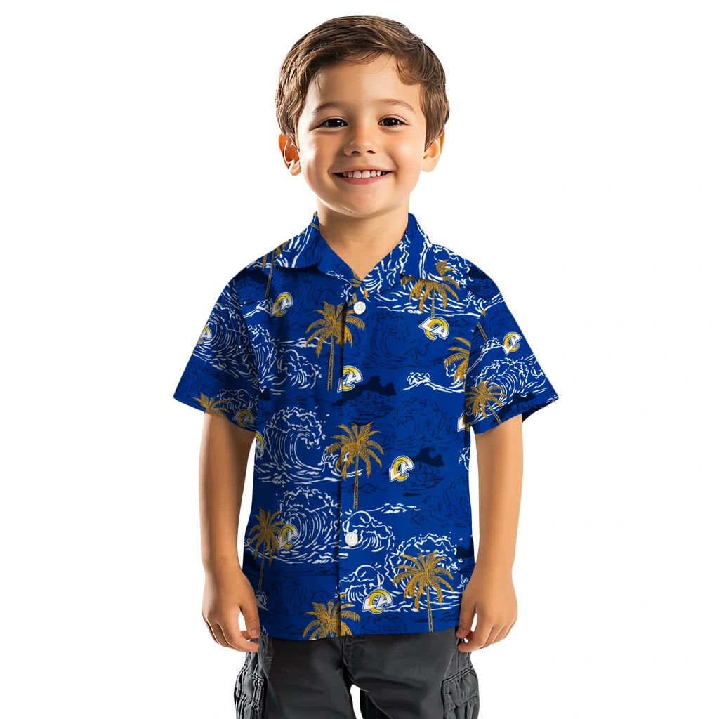 Los Angeles Rams Hawaiian Shirt - Wave Palm | Moonbestprint