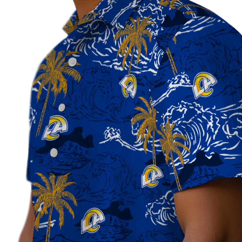 Los Angeles Rams Hawaiian Shirt - Wave Palm | Moonbestprint