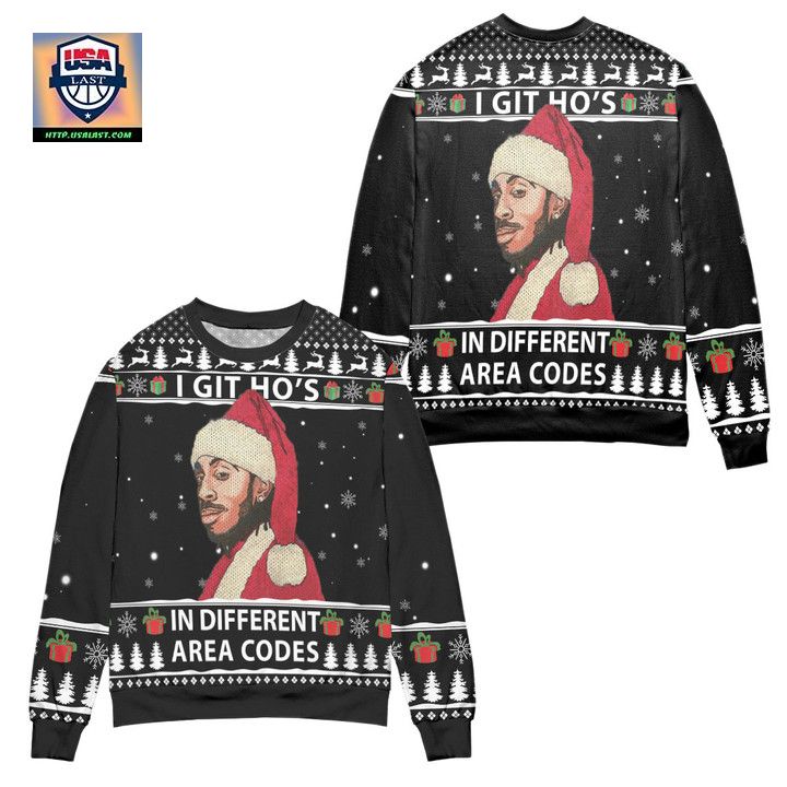 Ludacris I Got Hos In Different Area Codes Ugly Christmas Sweater ? Black ? Usalast
