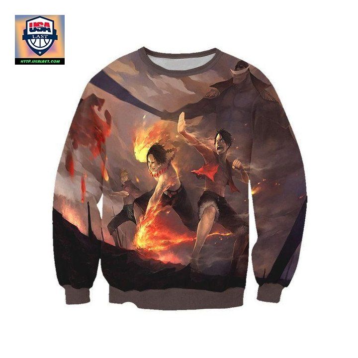 Luffy Fighting Sweater ? One Piece 3D Printed Sweater ? Usalast