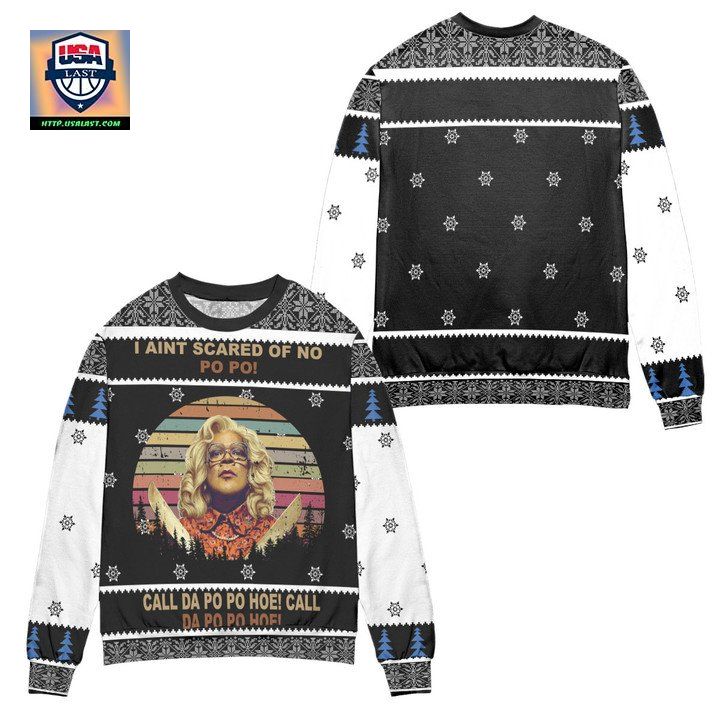 Madea Reunion Call Da Po Po Hoe Snowflake Ugly Christmas Sweater ? Black White ? Usalast
