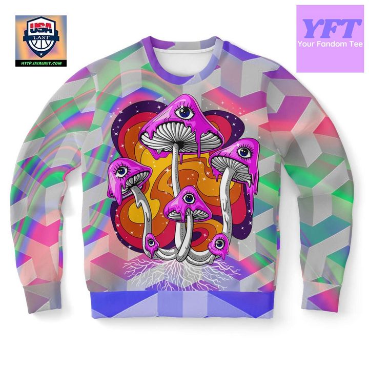 Magic Mushrooms Holographic Psychedelic 3d Ugly Christmas Sweater ? Usalast