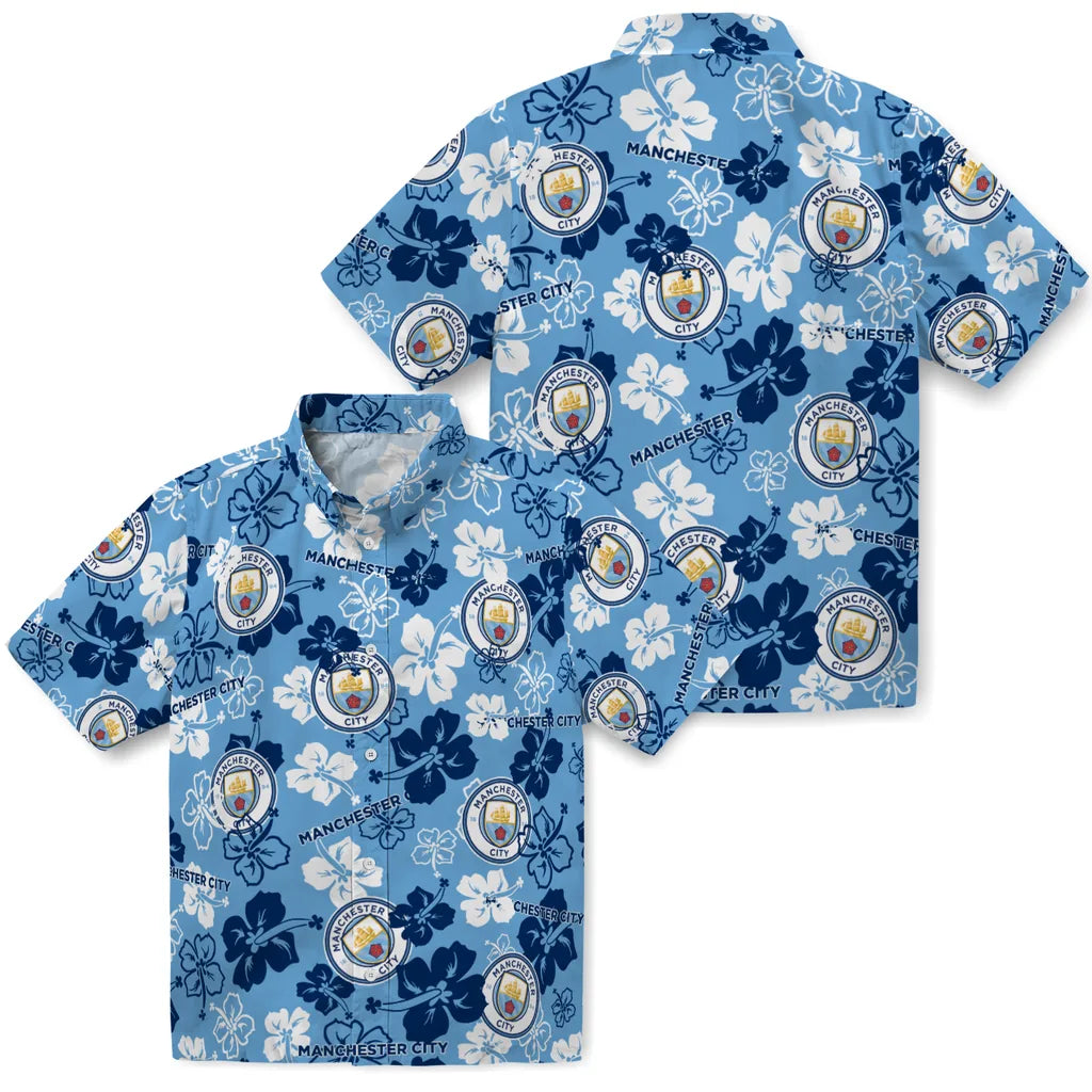 Manchester City Hibiscus Bloom Hawaiian Shirt – Moonbestprint