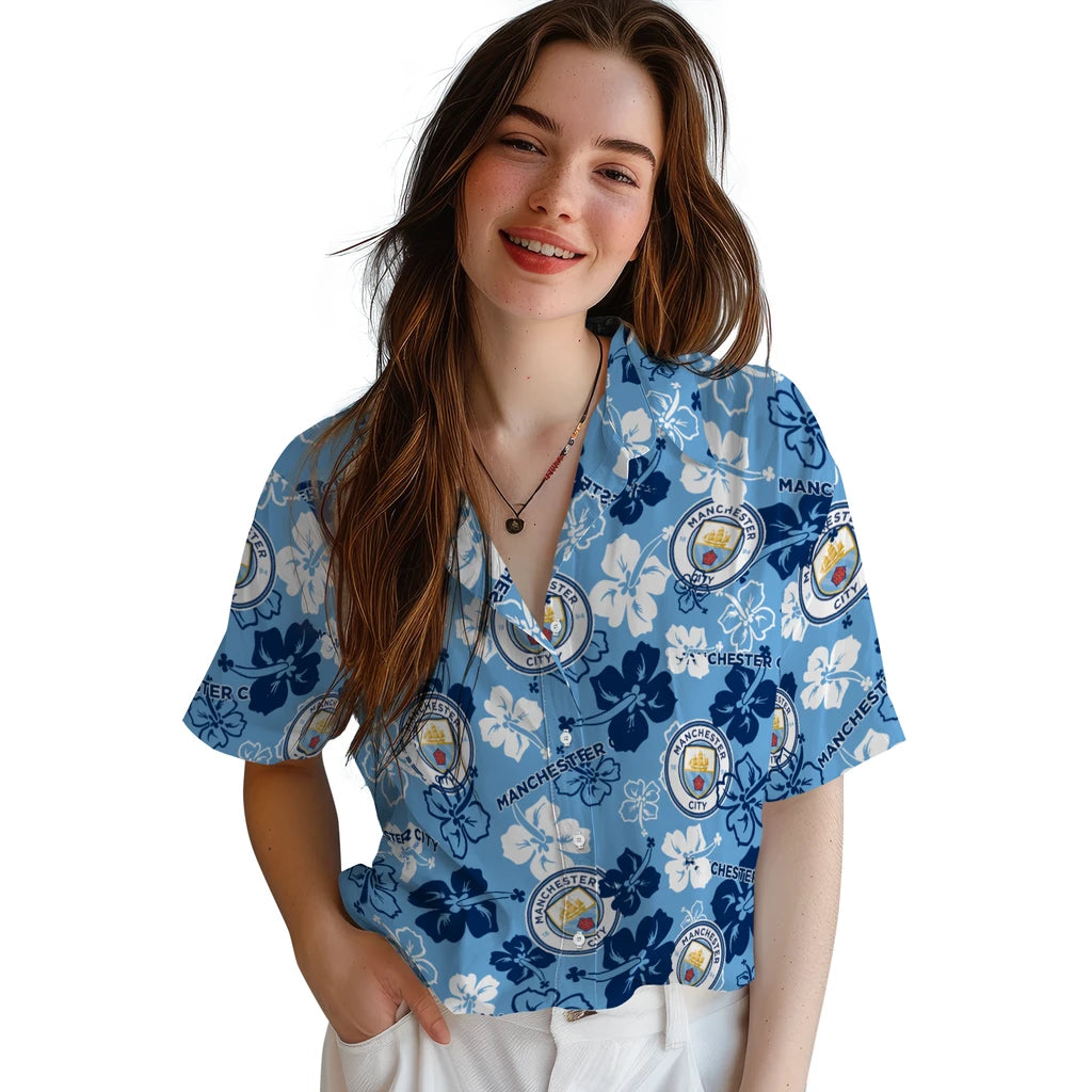 Manchester City Hibiscus Bloom Hawaiian Shirt – Moonbestprint