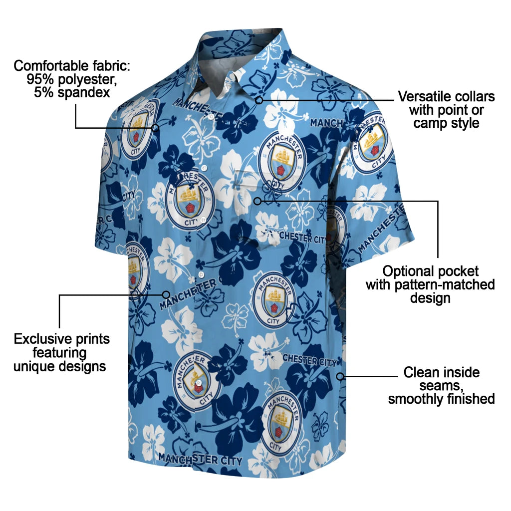 Manchester City Hibiscus Bloom Hawaiian Shirt – Moonbestprint