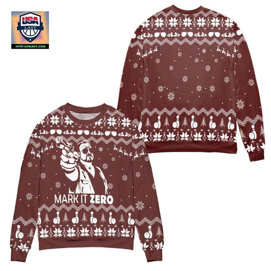 Mark It Zero The Big Lebowski Pine Tree And Snowflake Pattern Ugly Christmas Sweater ? Red ? Usalast