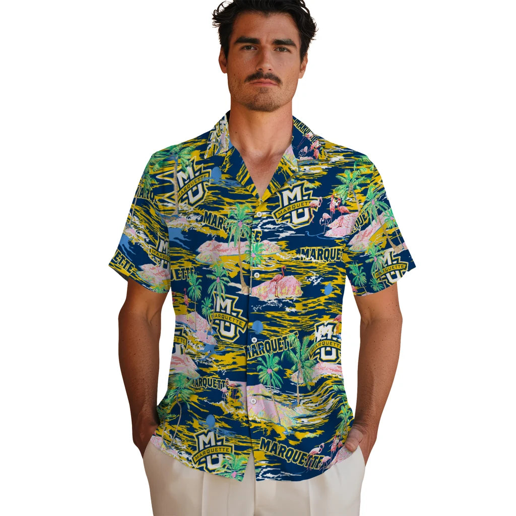 Marquette Golden Eagles Flamingo Retreat 2026 Hawaiian Shirt – Moonbestprint