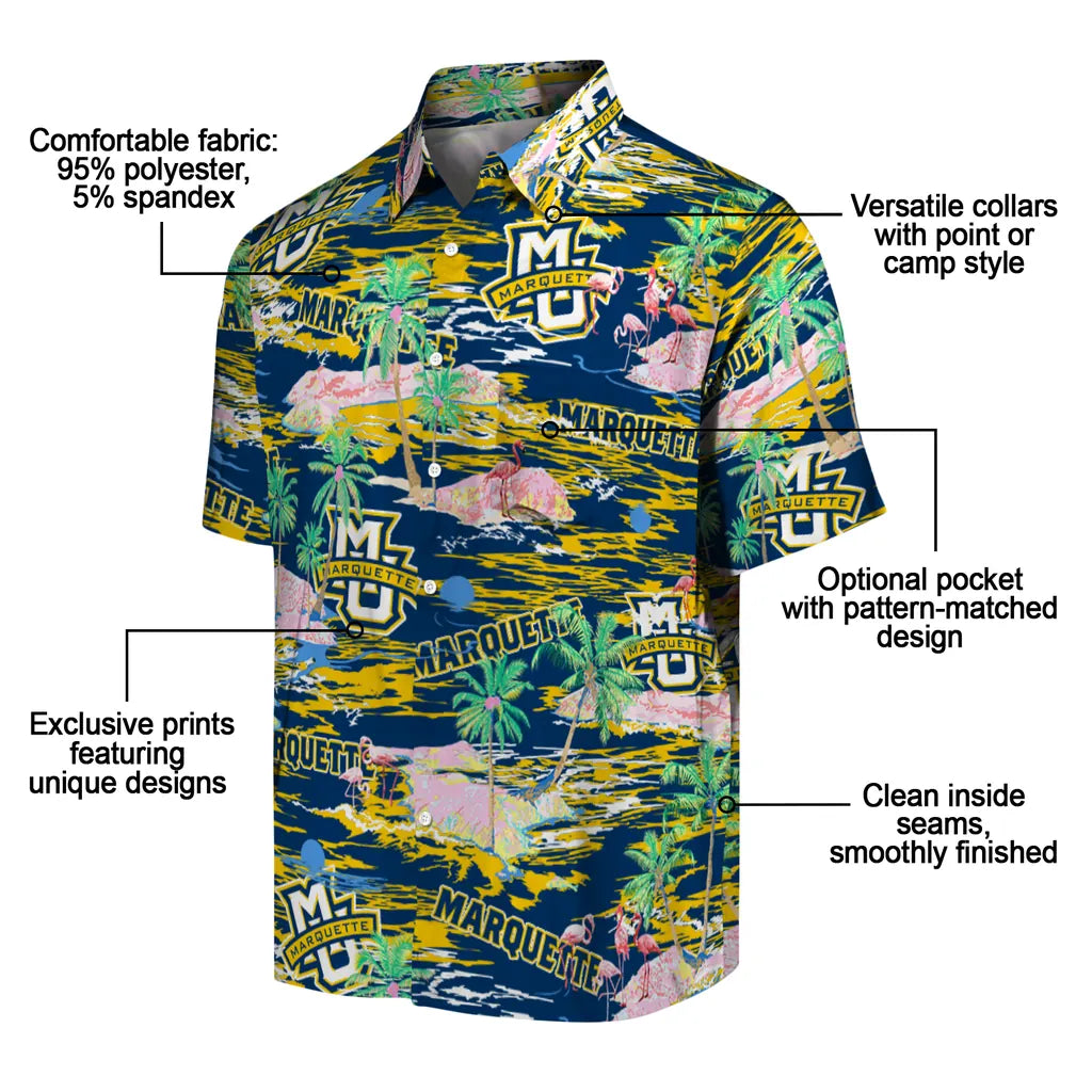 Marquette Golden Eagles Flamingo Retreat 2026 Hawaiian Shirt – Moonbestprint