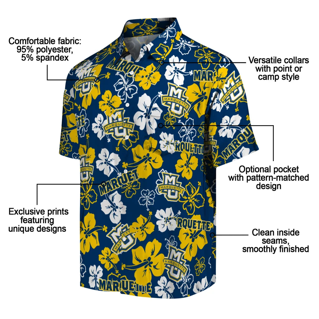 Marquette Golden Eagles Hibiscus Bloom Hawaiian Shirt – Moonbestprint