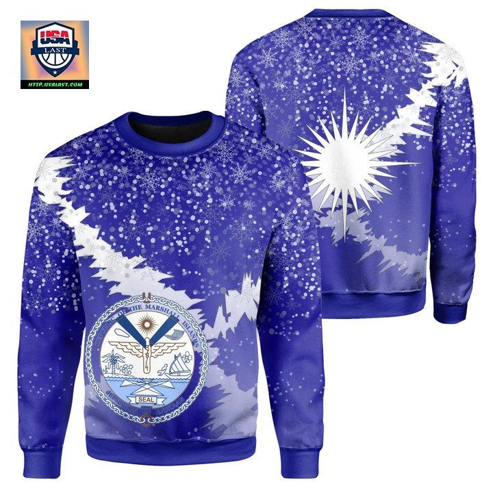 Marshall Islands Coat Of Arms Sweater ? Blue ? X Style ? J82 ? Usalast