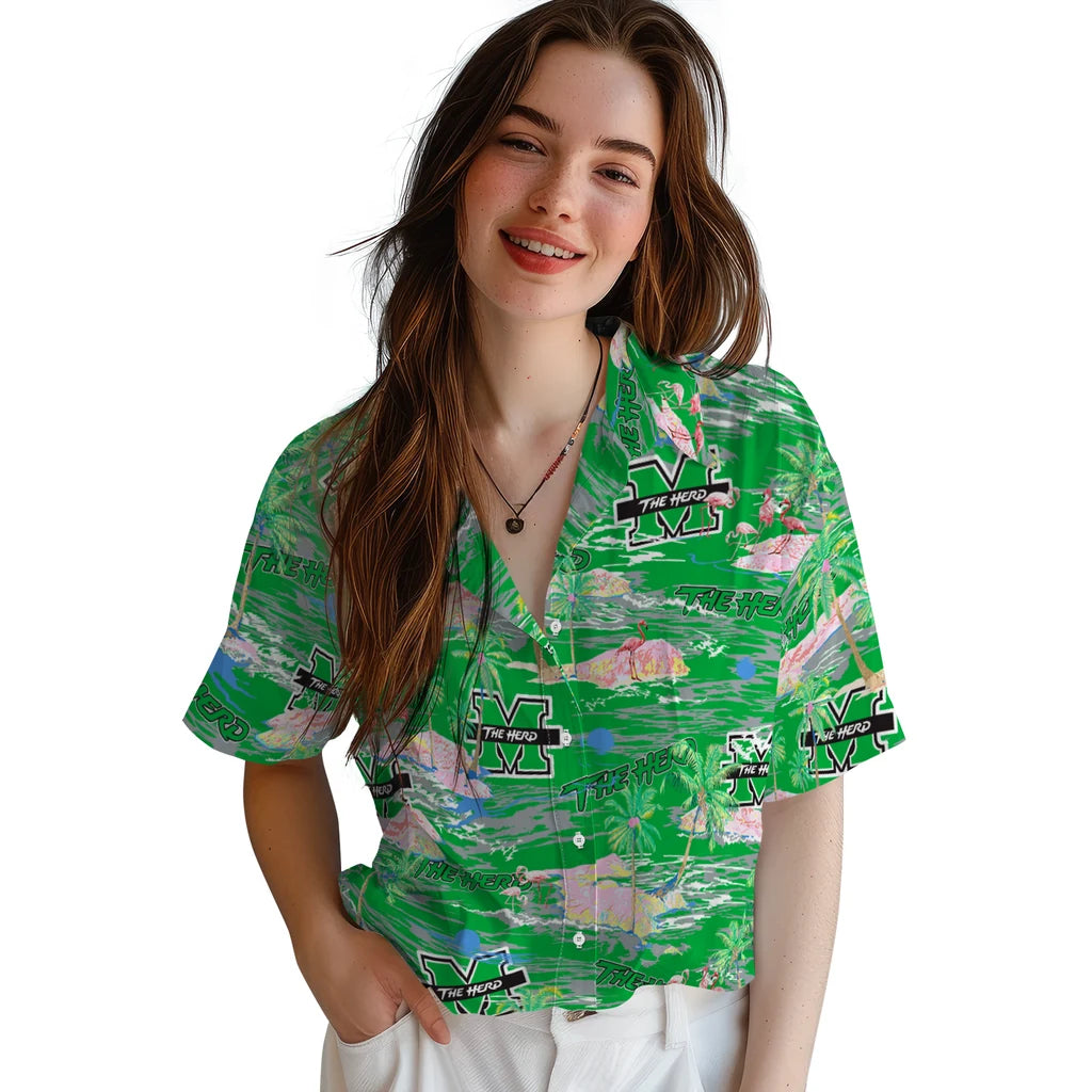 Marshall Thundering Herd Flamingo Retreat 2026 Hawaiian Shirt – Moonbestprint