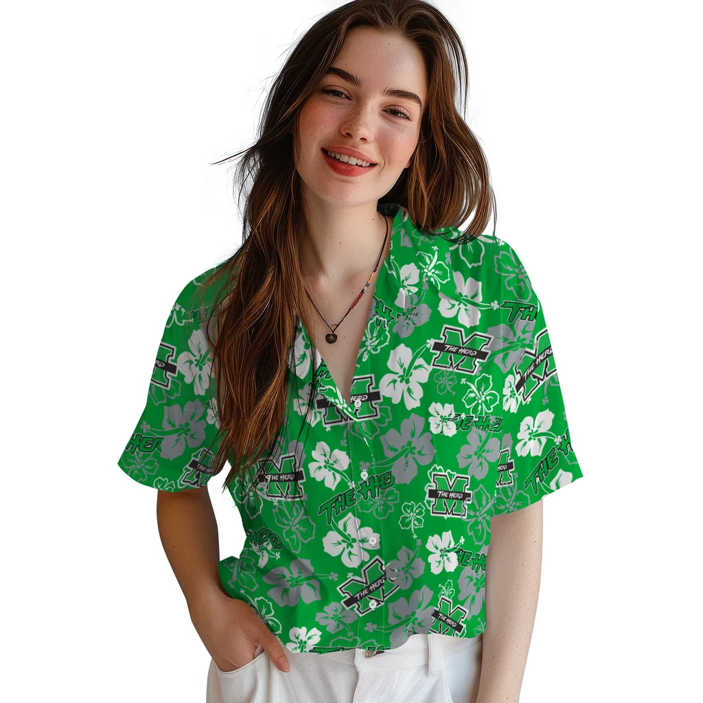 Marshall Thundering Herd Hibiscus Bloom Hawaiian Shirt – Moonbestprint