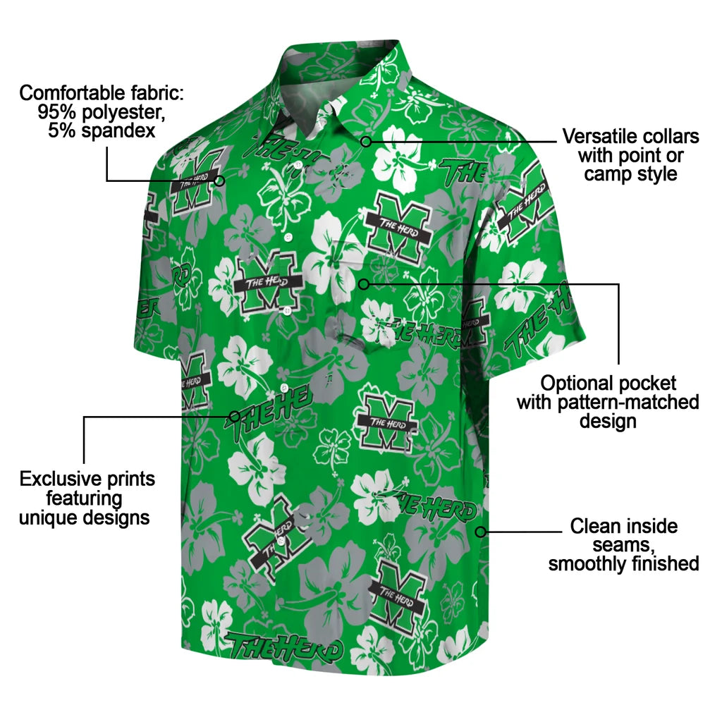 Marshall Thundering Herd Hibiscus Bloom Hawaiian Shirt – Moonbestprint