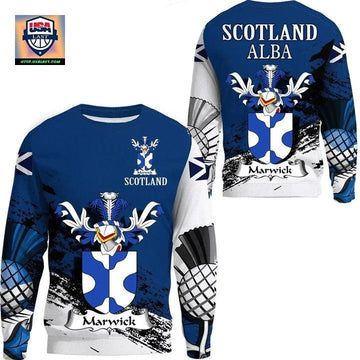 Marwick Scottish Family Crest Scotland Special Sweater A7 ? Usalast