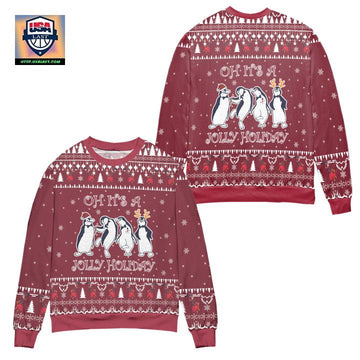 Mary Poppins Oh Its A Jolly Holiday Penguins Ugly Christmas Sweater ? Red ? Usalast