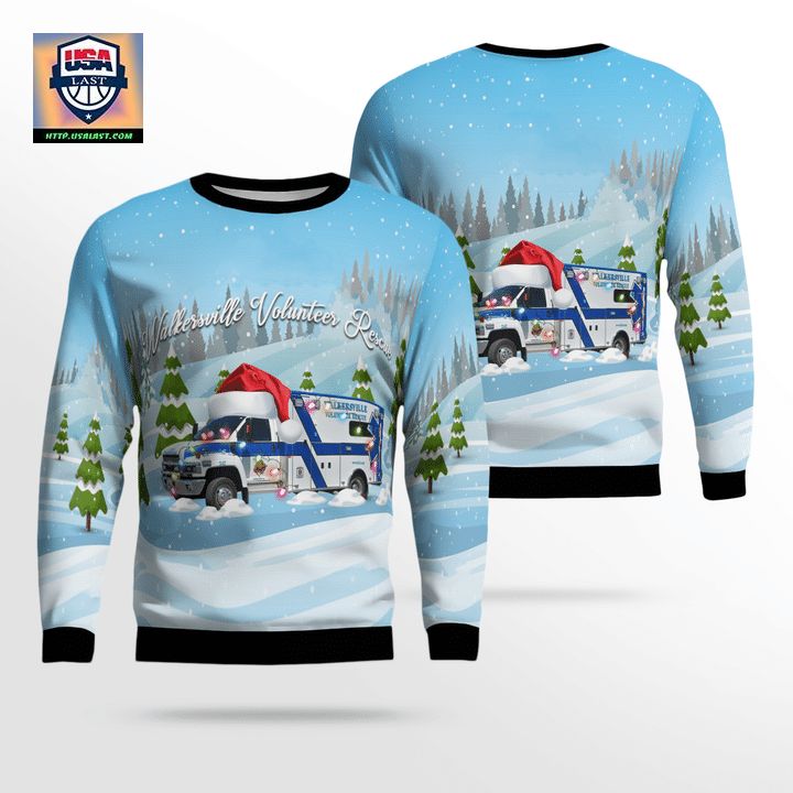 Maryland Walkersville Volunteer Rescue Christmas AOP Sweater ? Usalast