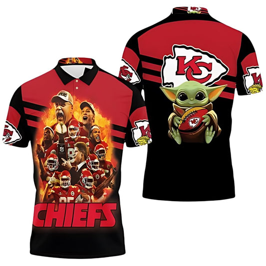 Master Yoda Kansas City Chiefs Logo West Division Polo Shirt - Moonbestprint