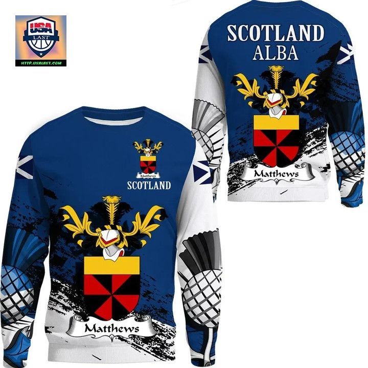 Matthews Scottish Family Crest Scotland Special Sweater A7 ? Usalast