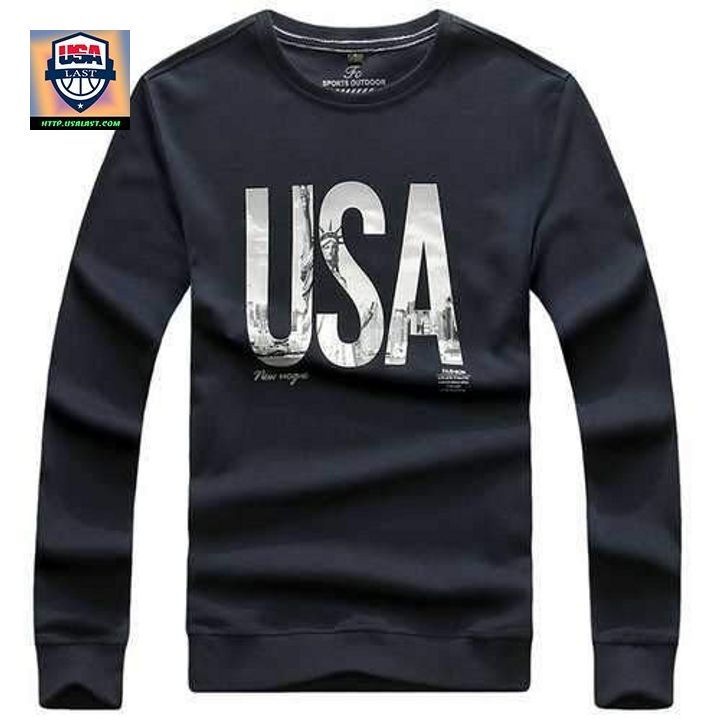 Mens Fashion Usa Pattern Thicken Crew Neck Long Sleeve Cotton Casual Sweater Sh4198 ? Usalast