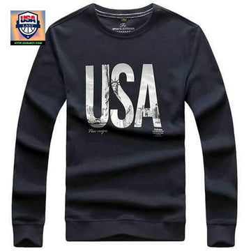 Mens Fashion Usa Pattern Thicken Crew Neck Long Sleeve Cotton Casual Sweater Sh4198 ? Usalast