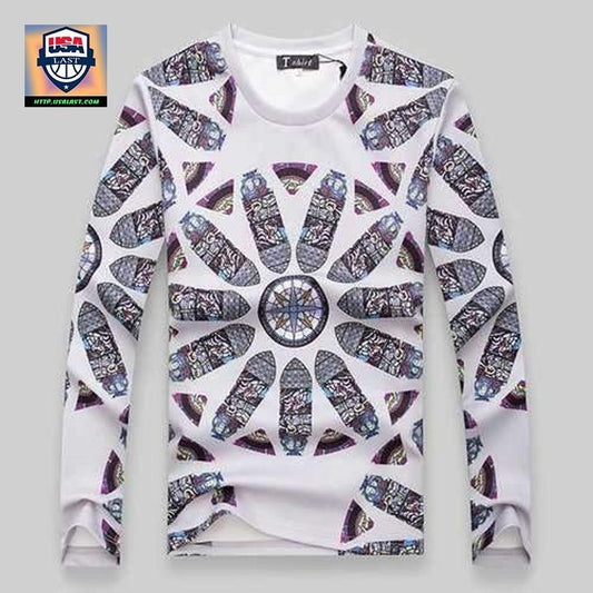 Mens Slim Fit Compass Printing O-Neck Sweater Sh4118 ? Usalast