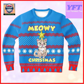 Meowy Meowy Catmas For Her Funny Cats Kitty 3d Ugly Christmas Sweater ? Usalast