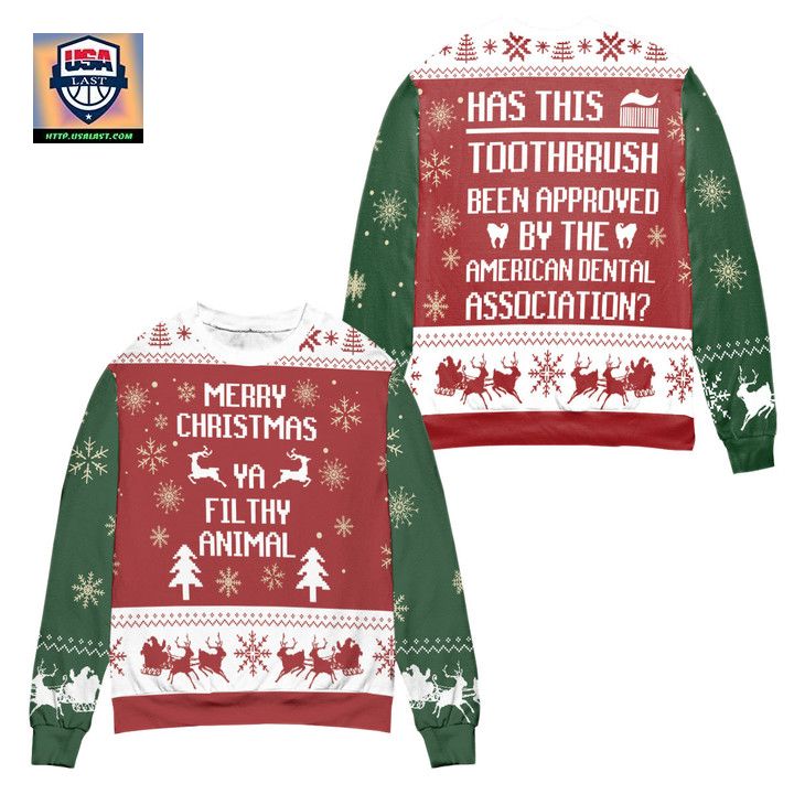 Merry Christmas Ya Filthy Animal Ugly Christmas Sweater ? Red ? Usalast