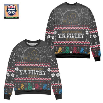 Merry Christmas Ya Filthy Muggle Hogwarts Harry Potter Ugly Christmas Sweater ? Black ? Usalast