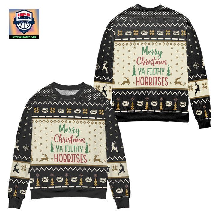 Merry Christmas You Filthy Hobbitses Ugly Christmas Sweater ? Black ? Usalast