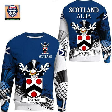 Merton Scottish Family Crest Scotland Special Sweater A7 ? Usalast