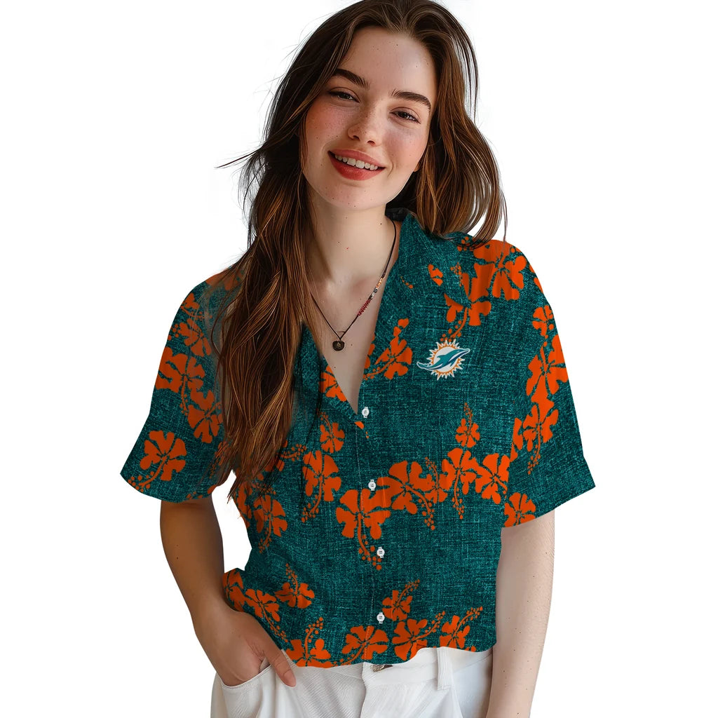 Miami Dolphins Hawaiian Shirt - 50th State Flower | Moonbestprint