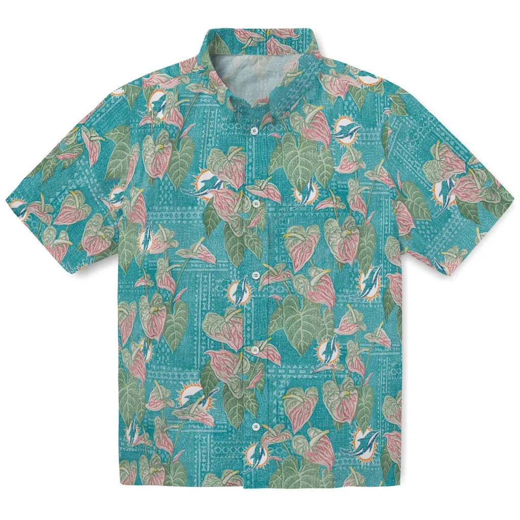Miami Dolphins Hawaiian Shirt - Anthurium Overlay | Moonbestprint