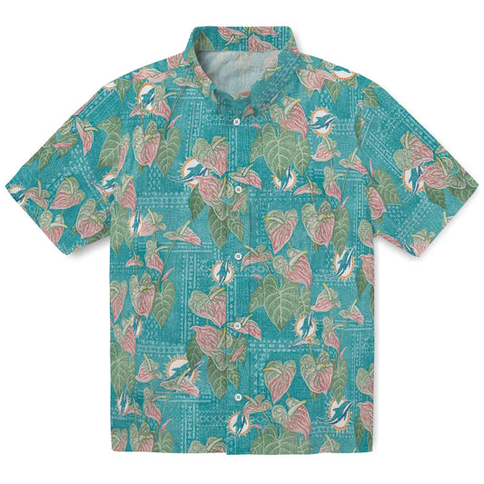 Miami Dolphins Hawaiian Shirt - Anthurium Overlay | Moonbestprint
