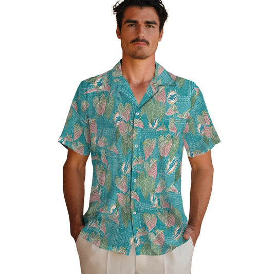 Miami Dolphins Hawaiian Shirt - Anthurium Overlay | Moonbestprint