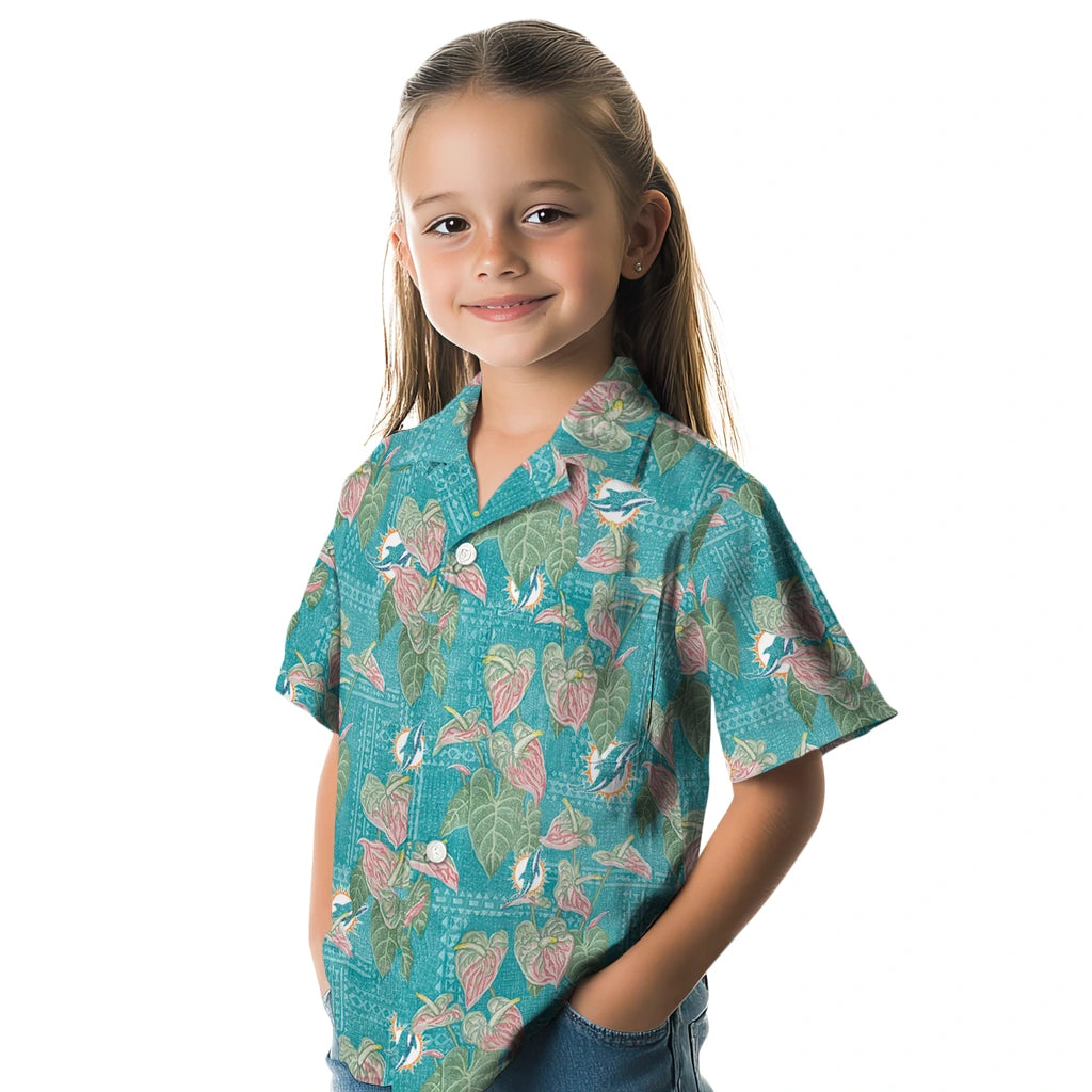Miami Dolphins Hawaiian Shirt - Anthurium Overlay | Moonbestprint