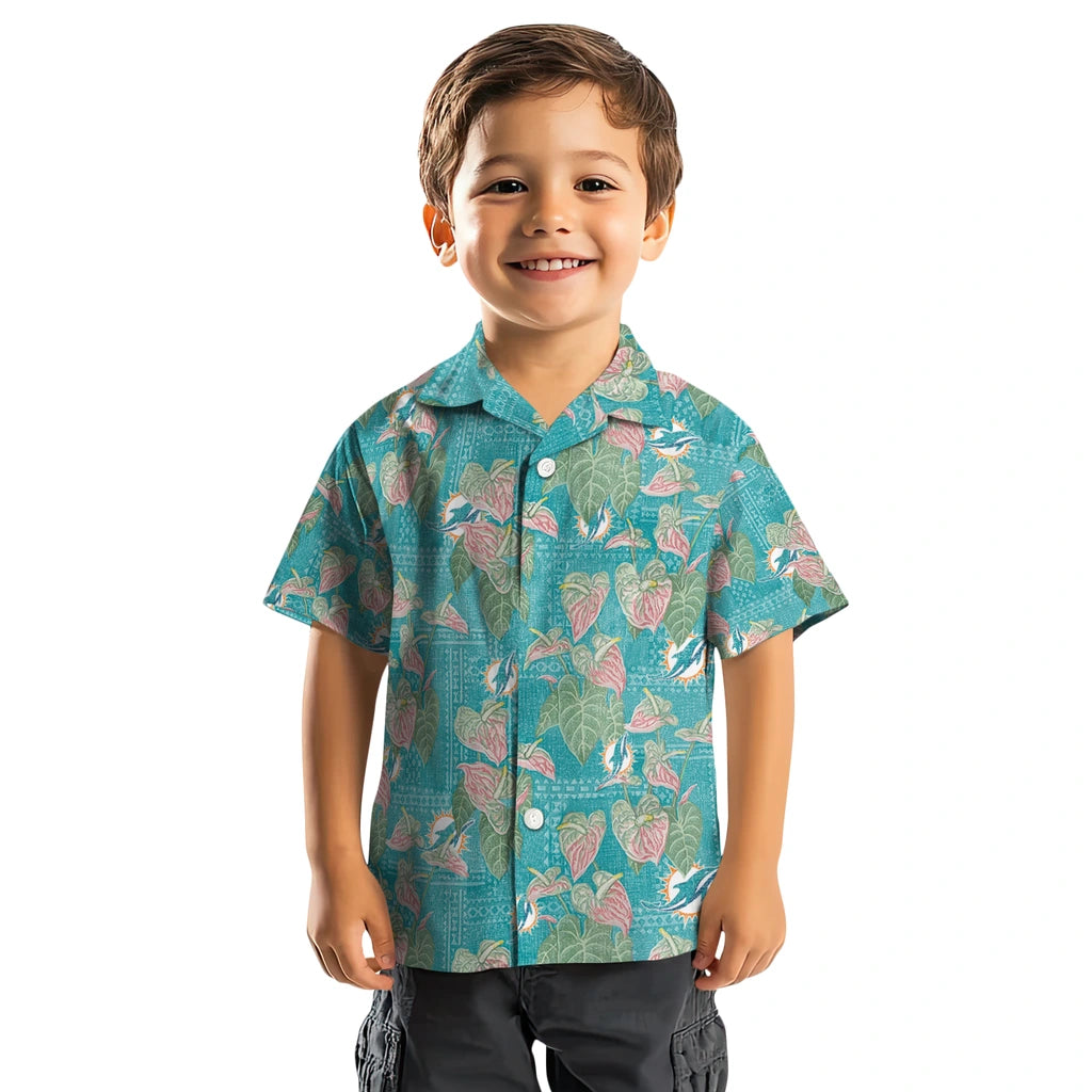 Miami Dolphins Hawaiian Shirt - Anthurium Overlay | Moonbestprint