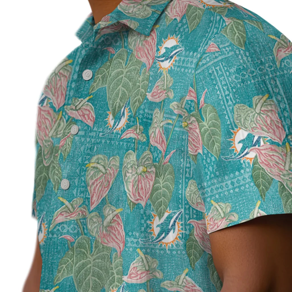 Miami Dolphins Hawaiian Shirt - Anthurium Overlay | Moonbestprint