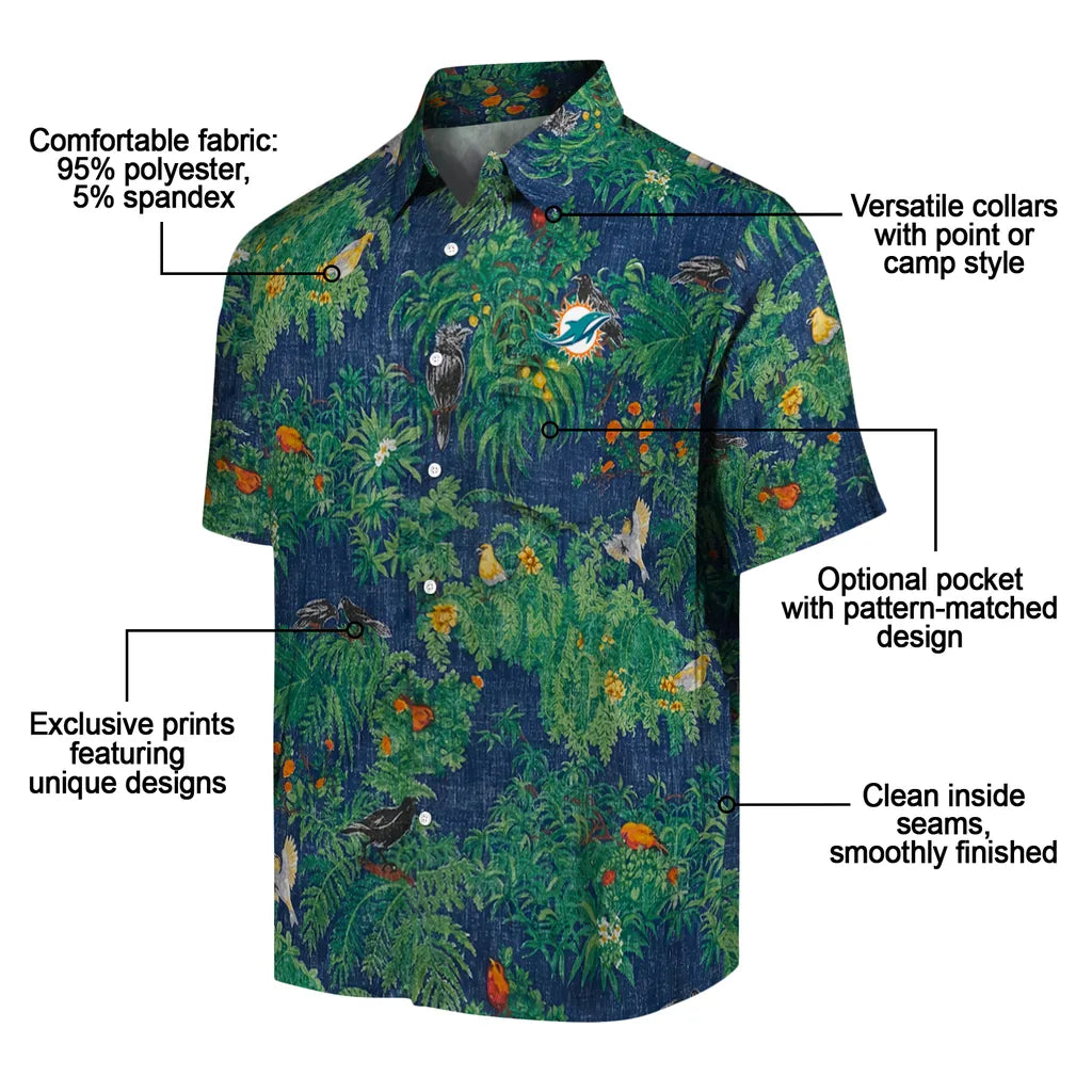 Miami Dolphins Hawaiian Shirt - Bird Canopy | Moonbestprint