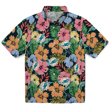 Miami Dolphins Hawaiian Shirt - Brilliant Hibiscus Garden | Moonbestprint