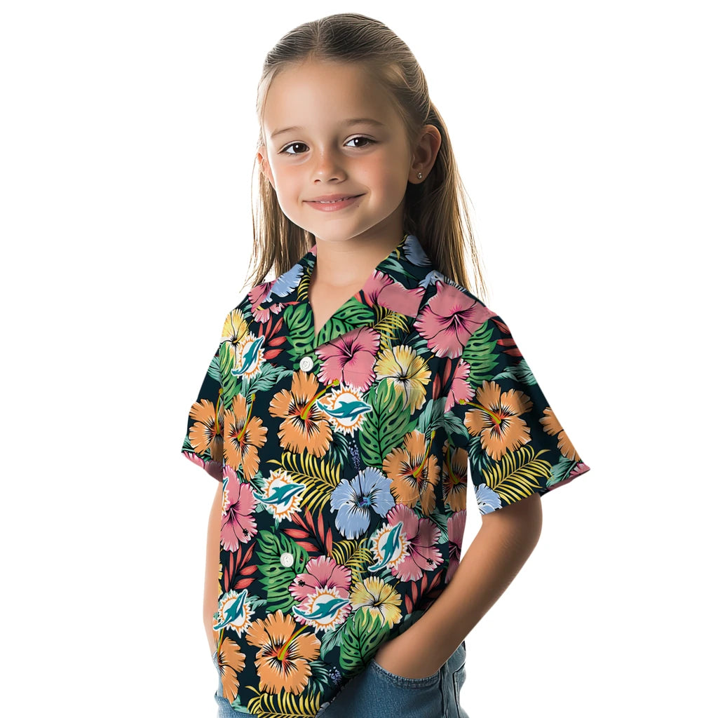 Miami Dolphins Hawaiian Shirt - Brilliant Hibiscus Garden | Moonbestprint