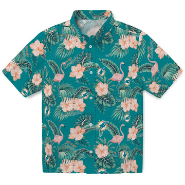 Miami Dolphins Hawaiian Shirt - Flamingo and Hibiscus | Moonbestprint