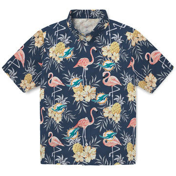 Miami Dolphins Hawaiian Shirt - Flamingo Hibiscus | Moonbestprint