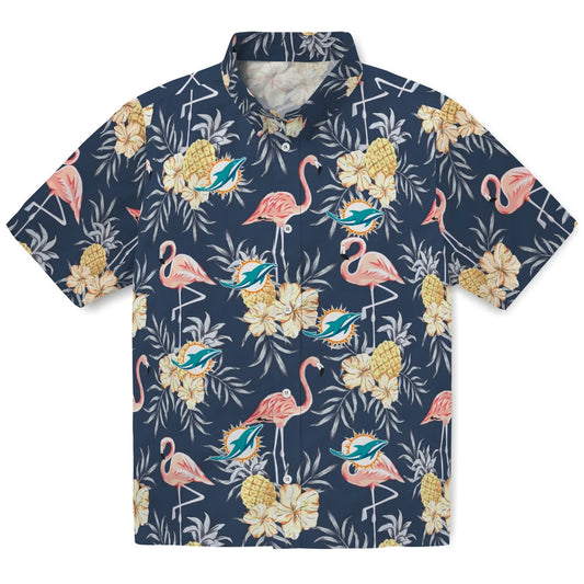 Miami Dolphins Hawaiian Shirt - Flamingo Hibiscus | Moonbestprint