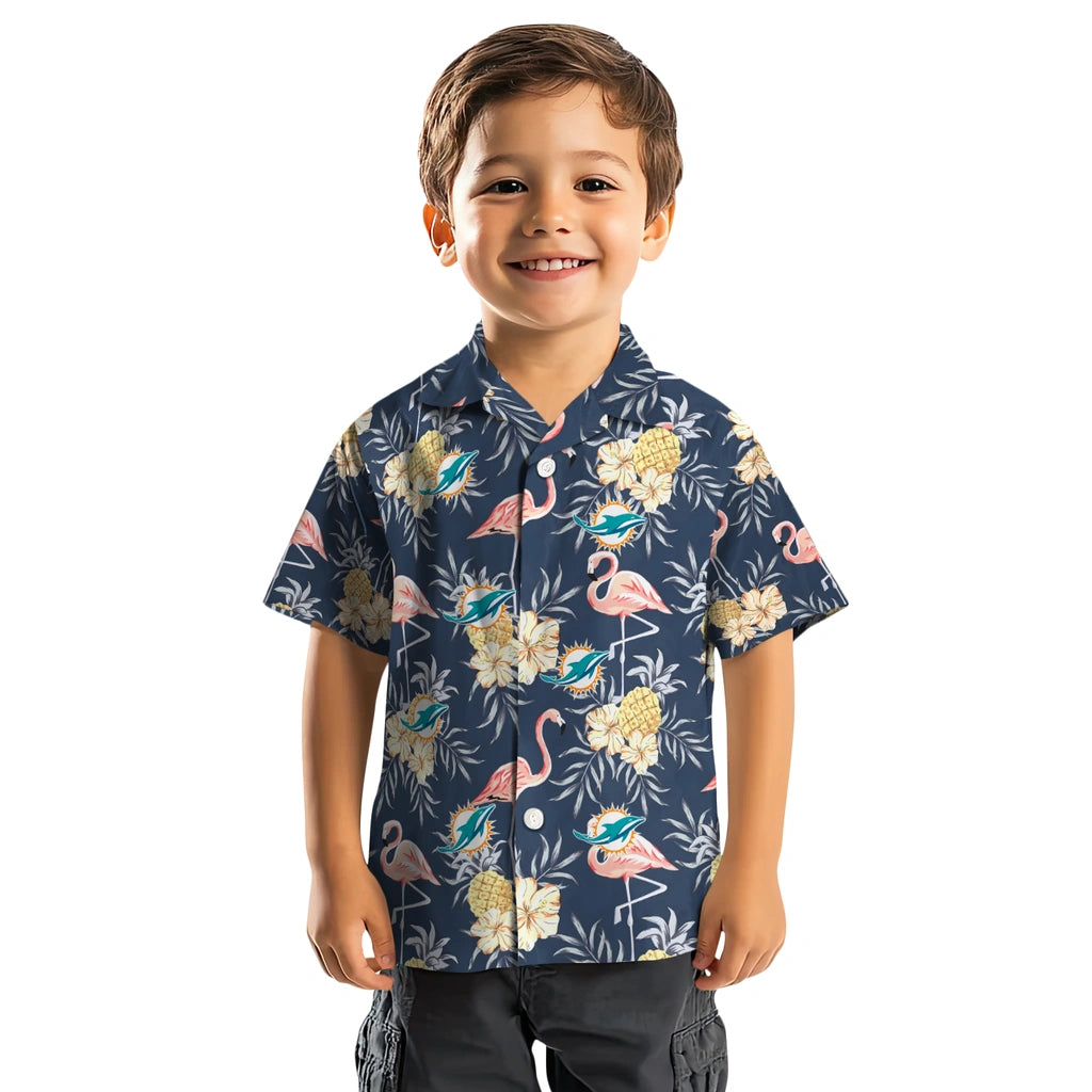 Miami Dolphins Hawaiian Shirt - Flamingo Hibiscus | Moonbestprint